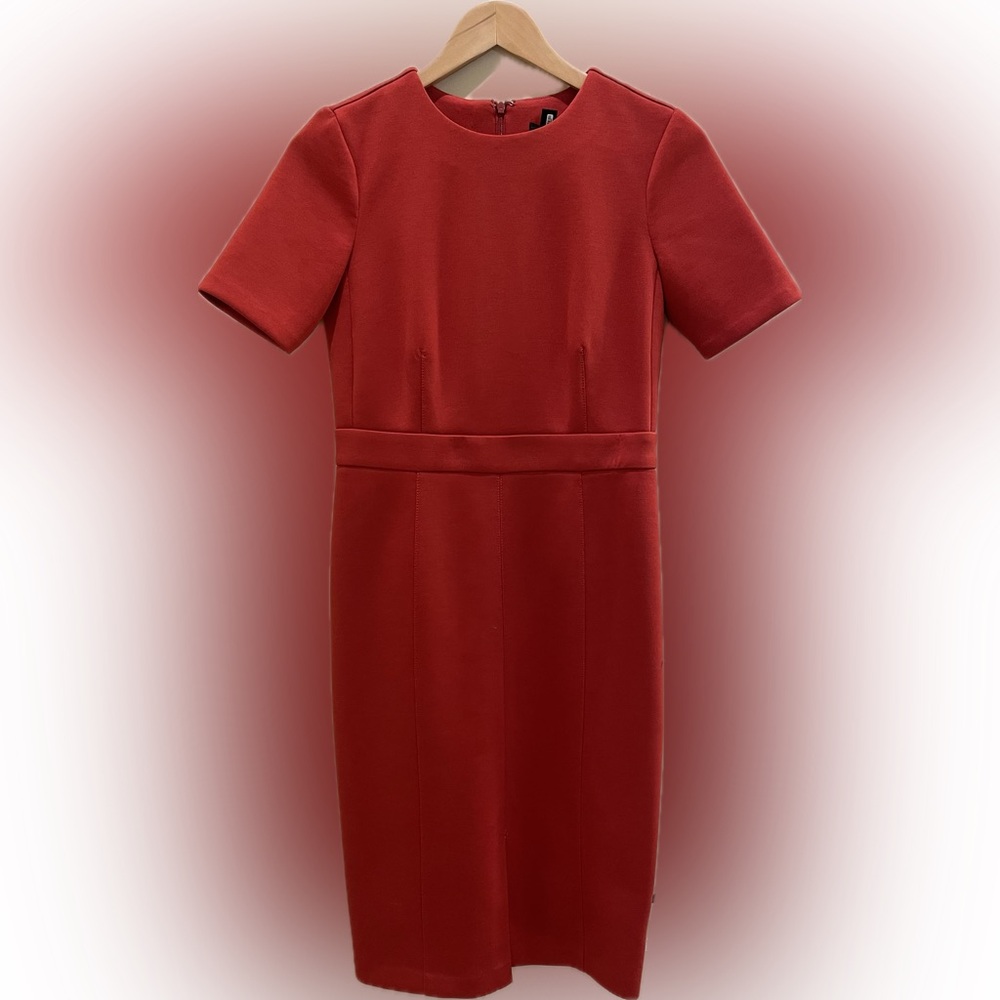 Ann Taylor - Red/Orange Dress - Short Sleeved - Front Slit - Size 2 Petite